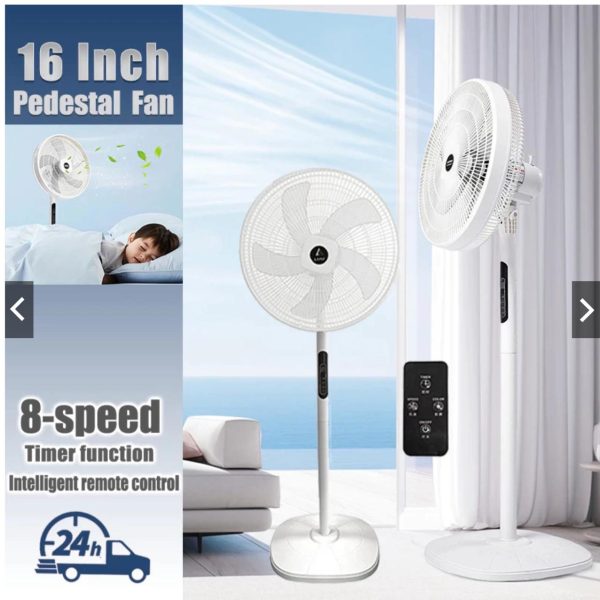 Electric Fan 16 Inch Stand Fan 5 Blade Remote Control Floor Fan Strong Wind pedestal fan